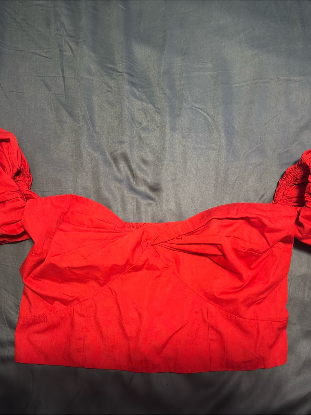 Abercrombie & Fitch Red Puff-Sleeve Cropped Top